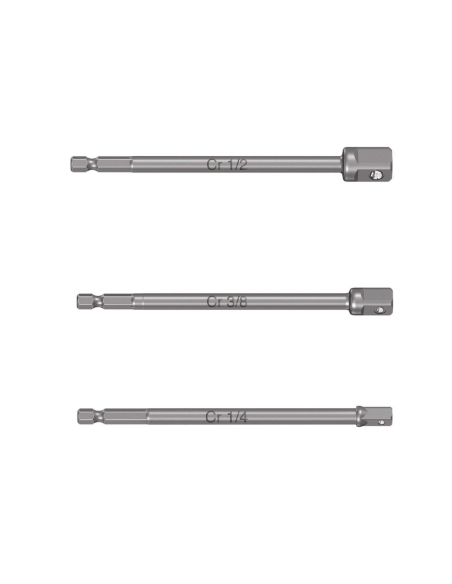 Juego 3 Adaptadores Largos Encastre 1/4 Para Tubos 1/4 3/8 1/2 19599 Truper