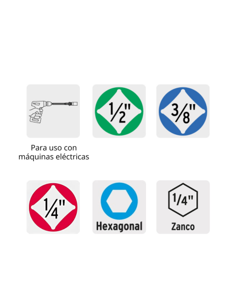 Juego 3 Adaptadores Largos Encastre 1/4 Para Tubos 1/4 3/8 1/2 19599 Truper