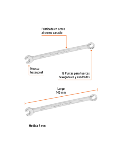 Llave Combinada De 8mm 15612 Truper