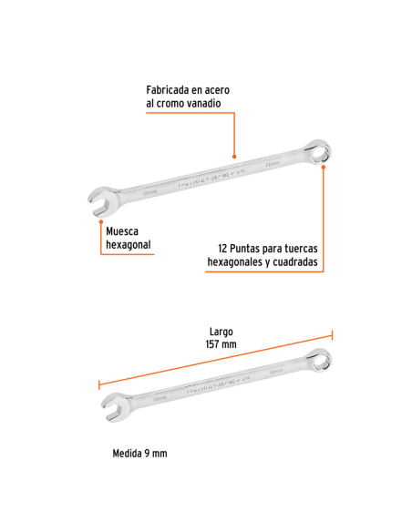 Llave Combinada De 9mm 15613 Truper Llave Combinada De 9mm 15613 Truper