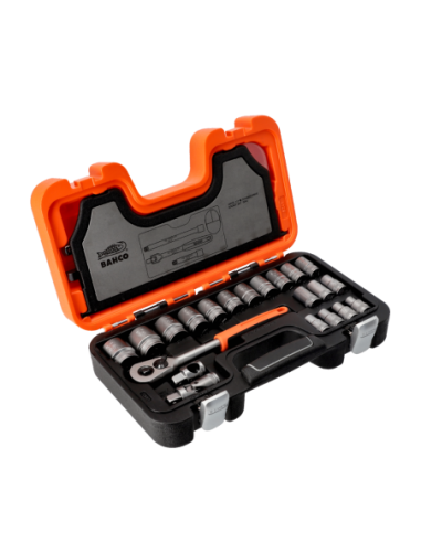 Set De Tubos Con Cuadro Conductor De 1/2 Con Perfil Hexagonal Metrico Y Crique Caja 24 Piezas S240 Bahco